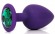 Фиолетовая анальная пробка с зеленым кристаллом - 9,5 см. - Bior toys - купить с доставкой в Екатеринбурге