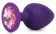 Фиолетовая анальная пробка с розовым кристаллом - 9,5 см. - Bior toys - купить с доставкой в Екатеринбурге