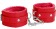 Красные наручники Plush Leather Hand Cuffs - Shots Media BV - купить с доставкой в Екатеринбурге