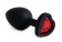 Черная анальная силиконовая пробка с красным стразом-сердцем - 7,5 см. - 4sexdreaM - купить с доставкой в Екатеринбурге