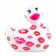 Белый вибратор-уточка I Rub My Duckie 2.0 Romance с розовым принтом - Big Teaze Toys - купить с доставкой в Екатеринбурге