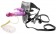 Фиолетовый страпон на трусиках с вибрацией и клиторальным зайчиком - 17,8 см. - NMC - купить с доставкой в Екатеринбурге