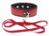 Красно-чёрный ошейник из полиуретана с поводком Collar and Leash - Blush Novelties - купить с доставкой в Екатеринбурге