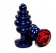 Синяя рифлёная пробка с красным кристаллом - 7,3 см. - 4sexdreaM - купить с доставкой в Екатеринбурге